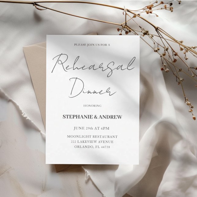 Invitación Cena de Ensayo Simple Bodas de Blanco y Negro  (Subido por el creador)