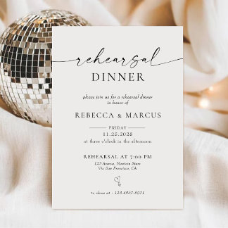 Invitación Cena de Ensayo Simple Caligrafía Moderna