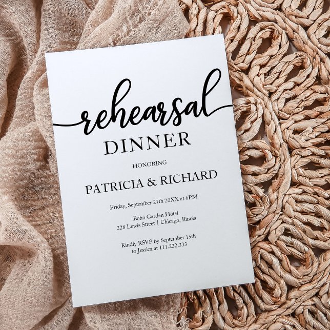 Invitación Cena de Ensayo Simple Chic Caligrafía (Subido por el creador)