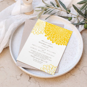 Invitación Cena de ensayo simple con crisantemo amarillo blan