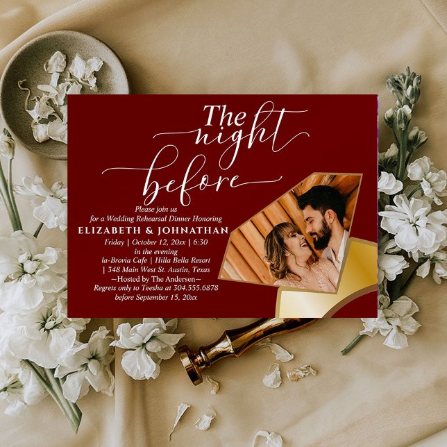 Invitación Cena de Ensayo Simple de Borgoña la Noche Anterior (Subido por el creador)