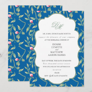 Invitación Cena de ensayo Skydiver Blue & Basil Green