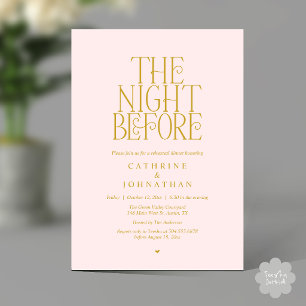 Invitación Cena de ensayo "The Night Before" en oro amarillo
