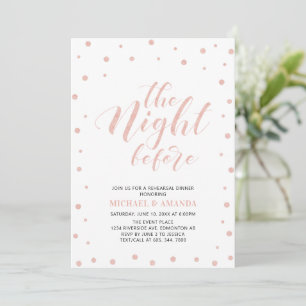 Invitación Cena de Ensayo Tipografía Moderna en Rosa Dorado y
