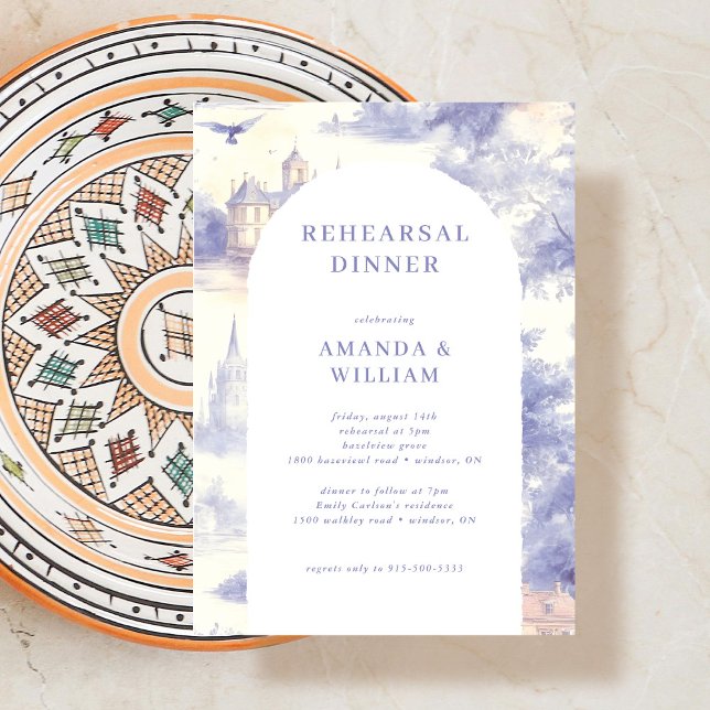 Invitación Cena de ensayo Toile de jouy (Subido por el creador)