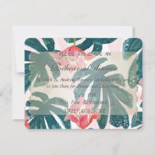 Invitación Cena de Ensayo Tropical Beach Hibiskus Palm