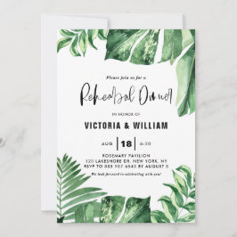 Invitación Cena de ensayo tropical de hojas variadas