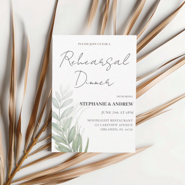 Invitación Cena de Ensayo Verde Foliage Boda (Subido por el creador)