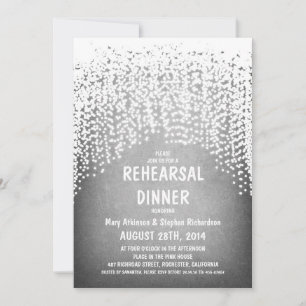 Invitación cena de ensayo vintage con luces de cuerda rústica