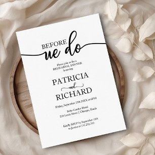 Invitación Cena De Ensayos Antes De Hacer Sencillo Elegante