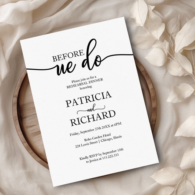 Invitación Cena De Ensayos Antes De Hacer Sencillo Elegante (Subido por el creador)