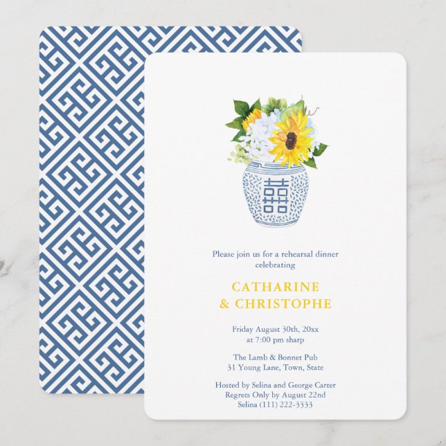 Invitación Cena De Ensayos Azules Y Amarillos De La Marina De (Anverso / Reverso)