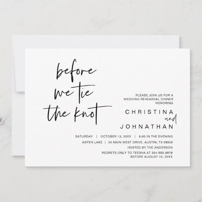 Invitación Cena De Ensayos De boda, Antes De Amarrarnos El Cu (Anverso)