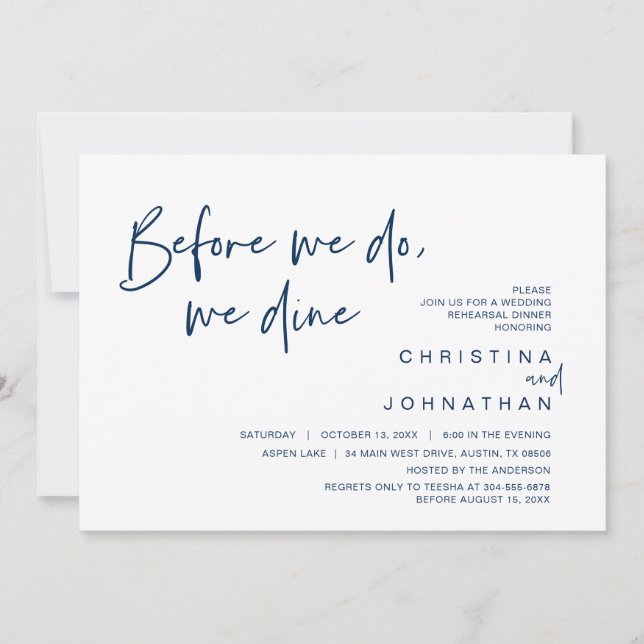 Invitación Cena De Ensayos De bodas, Antes De Que Lo Hagamos, (Anverso)