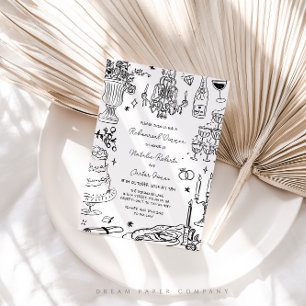 Invitación Cena de Ensayos de Mano Dibujada