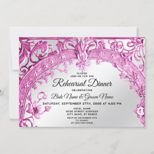 Invitación Cena de Ensayos Florales Decorativos Rosa