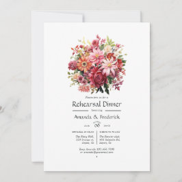 Invitación Cena de Ensayos Florales Rojo, Rosa y Verde