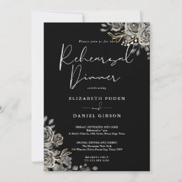 Invitación Cena De Ensayos Goticos Florales De Blanco Y Oro