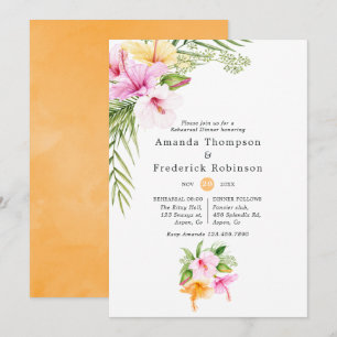 Invitación Cena de Enseñanza Tropical Floral Beach Boda