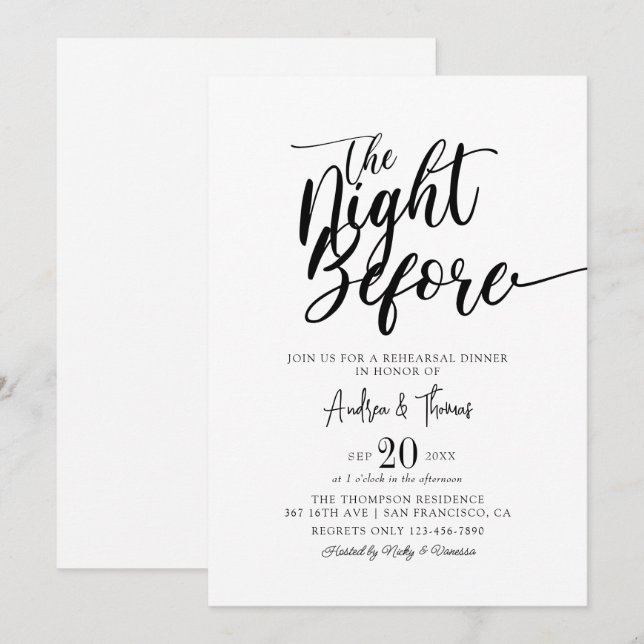 Invitación Cena de estilo clásico elegante (Anverso / Reverso)