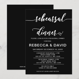 Invitación Cena de estilo elegante negro y blanco