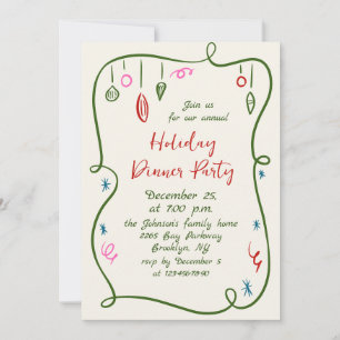 Invitación Cena de feriado de Navidades caprichosos