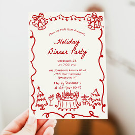 Invitación Cena de feriado de Navidades caprichosos