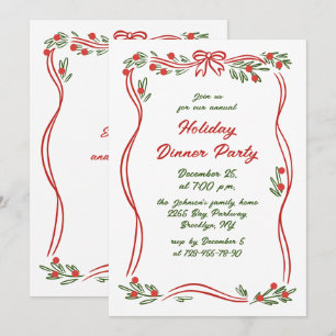 Invitación Cena de feriado de Navidades caprichosos
