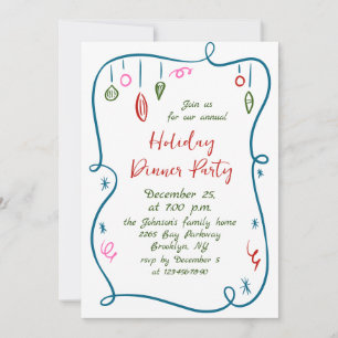 Invitación Cena de feriado de Navidades caprichosos