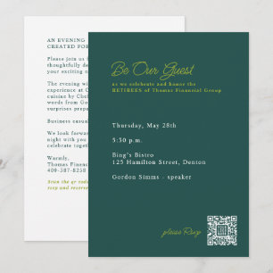 Invitación Cena de fiesta de jubilación con código QR