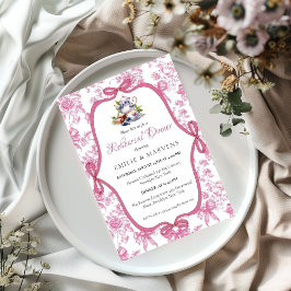 Invitación Cena de Fiesta de té con flores silvestres rosadas