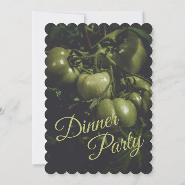 Invitación Cena de fiesta de tomates rústicos verdes malhumor (Anverso)