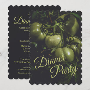 Invitación Cena de fiesta de tomates rústicos verdes malhumor