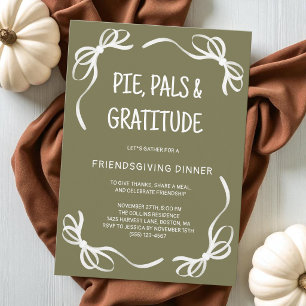 Invitación Cena de Friendsgiving caprichosa y verde dibujada