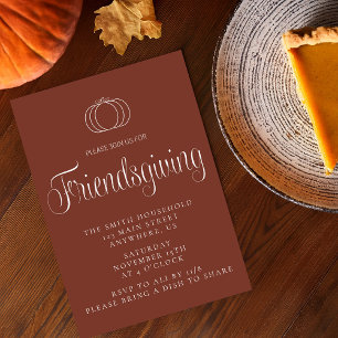 Invitación Cena de Friendsgiving con Amigos Minimalista Moder