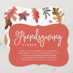 Invitación Cena de Friendsgiving   Hojas de Otoño de Terracot