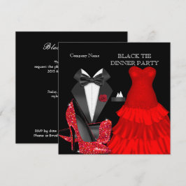 Invitación Cena de gala corporativa de negro y rojo