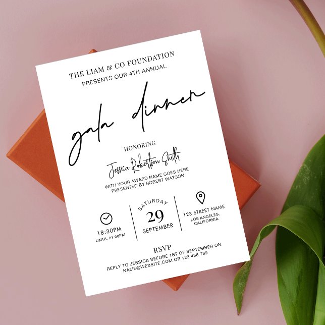 Invitación Cena de Gala Corporativa Moderna con guión minimal (Subido por el creador)