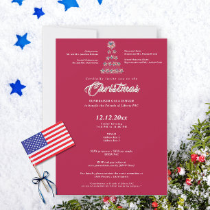 Invitación Cena de gala de Navidades rojos para recaudar fond