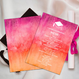 Invitación Cena de graduación de color rosa caliente y Naranj