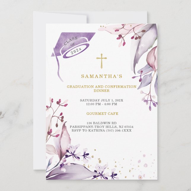 Invitación Cena de graduación y confirmación (Anverso)