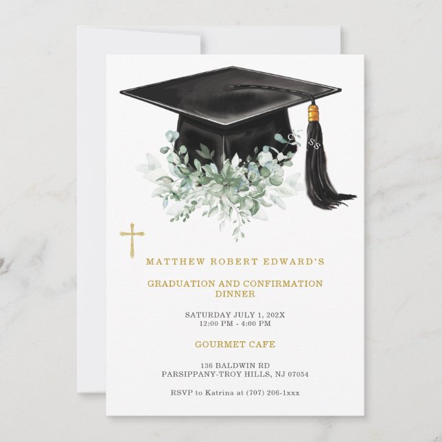 Invitación Cena de graduación y confirmación (Anverso)