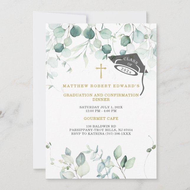 Invitación Cena de graduación y confirmación (Anverso)