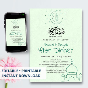 Invitación Cena de Iftar de la Mezquita Crescente de Menta Ve