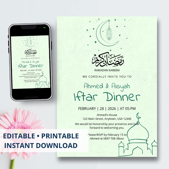 Invitación Cena de Iftar de la Mezquita Crescente de Menta Ve (Subido por el creador)