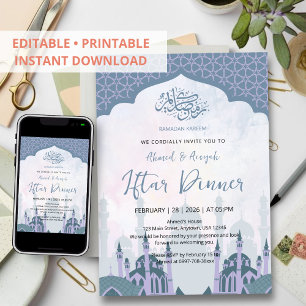 Invitación Cena de Iftar de la Mezquita de Lavanda con Acuare