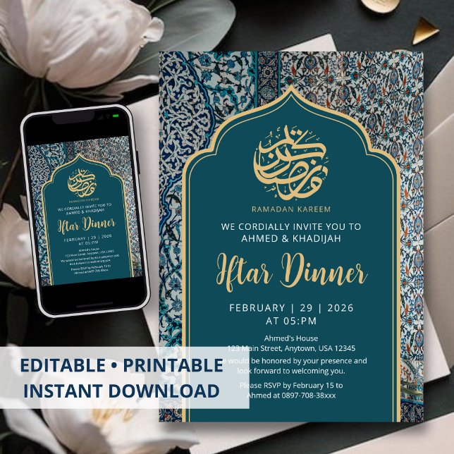 Invitación Cena de Iftar de Mosaico Turco Tradicional (Subido por el creador)