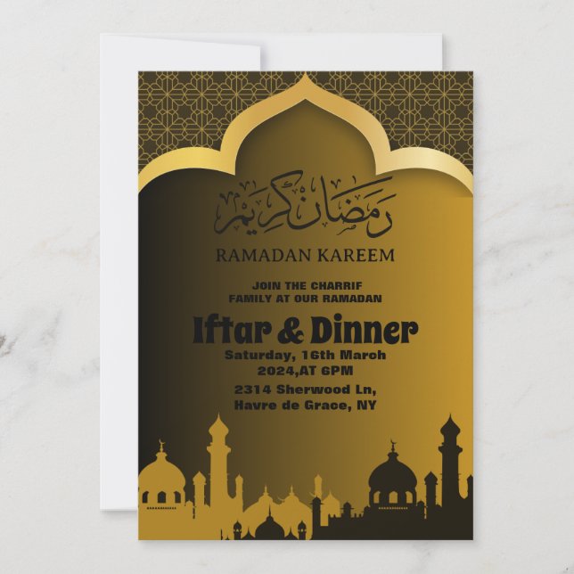 Invitación Cena de Iftar de Oro Ramadan 2025 (Anverso)