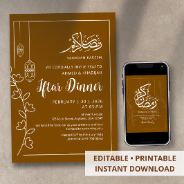 Invitación Cena de Iftar de Ramadan con Línea Blanca Moderna