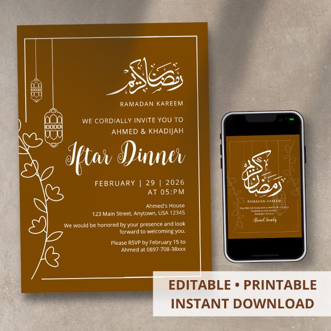 Invitación Cena de Iftar de Ramadan con Línea Blanca Moderna (Subido por el creador)